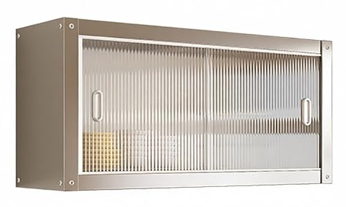 YSPZDQ Meuble Haut de Cuisine Fixation Murale, Armoire Murale Meuble Suspendu en Acier Inoxydable, Placard Cuisine avec Portes coulissantes 25 kg pour Cuisine,...