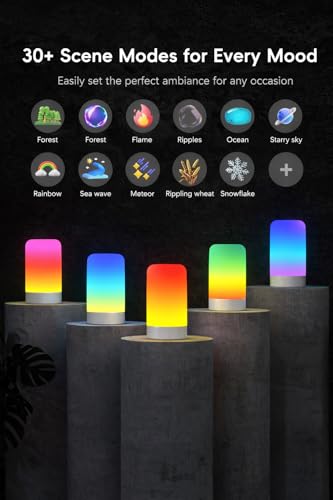OIYN RGBICWW Smart Table Lamp, Touch Bedside Lamp with App Control, 33 Scene Modes & 16M Colors, Music Sync Dimmable LED Color Changing Nightstand Lamp for Bedroom, Living Room, Gaming — view 4