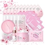 Sakura Skin Care Sets & Kits - Skincare Set for Teenage Girls Gifts - Sakura Pamper Set - Facial Kit with Toner, Cleanser, Serum, Cream, Eye Mask, Lip Mask, Mud Mask, Sleeping Mask(24PCS)