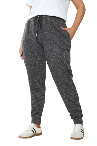 Image of Yours Curve Grey Marl Cuffed Joggers - Women's - Plus Size Curve