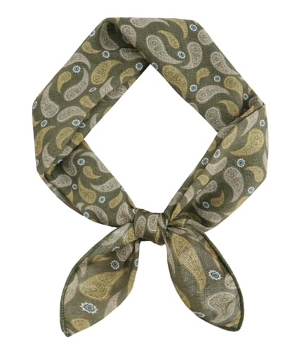 GERINLY Olive Green Mens Scarf with Paisley Print, 21