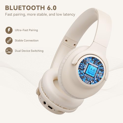Image of KVIDIO Bluetooth Headphones Wireless Over Ear Headsets 65H Playtime
