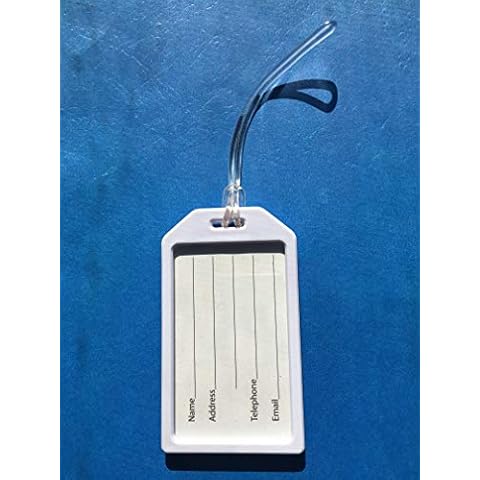 White Plastic Luggage Tag Holder with 6" Worm Loop 1840-6208 by TradeExpress Cover