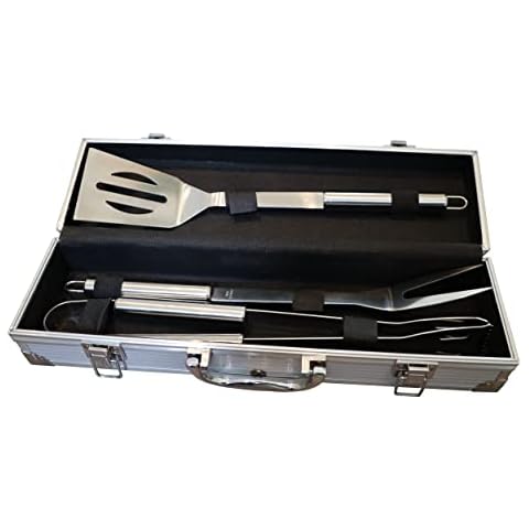 Barbecue (BBQ) Tool Set - Supplied 3pc in Aluminium Case Cover