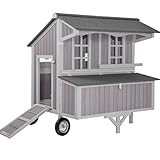 GUTINNEEN Chicken Coop with Super Large Wheels Durable Hen House with Metal Iron Bracket for 2-4 Chickens