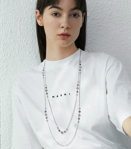 Noessla Long Silver Necklace for Women Bohemian Layered Statement Costume Long Necklaces for Women Fashion Jewelry Mothers Day Gifts3