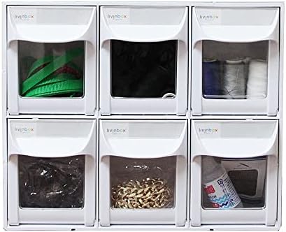 livinbox Plastic Tilt Out Bins Sewing Storage for Arts, Craft Sewing Supplies, Coffee Pod Holder, Tea Bags Storage, Dental Tip Out Bin Cabinets, White, FO-306-WT