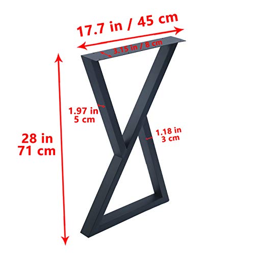 MBQQ 2 Pcs Furniture Legs Rustic Decory Triangle Shape Table Legs,Heavy Duty Metal Desk Legs,Dining Table Legs,Industrial Modern, DIY Iron Bench Legs(H28”xW17.7”) - Thumbnail 4