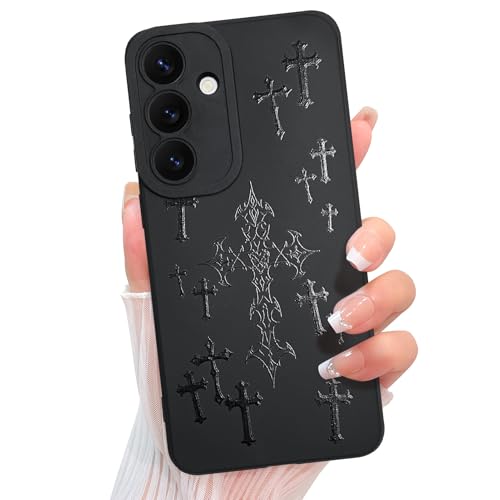 KANGHAR Designed for Samsung Galaxy S25 Plus Case, Black Goth Cool Cross