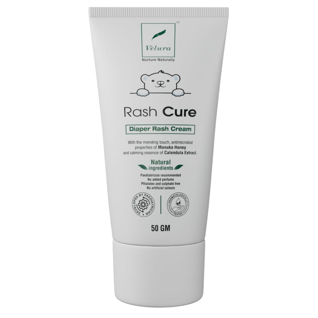 Velura Diaper Rash Cream for Babies - 50 Grams | with Manuka Honey, Natural Oils & Butter | Rash Cure cream For Treating & Prevention of Diaper Rashes | Pediatrician Formulated, Dermatologically tested, FDA approved