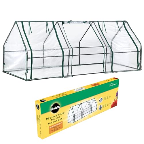 Miracle-GRO Mini Greenhouse 3’ x 8’ x 3’ Outdoor Mini Greenhouse Plant Tent, All-Season Compact Plant Growth Accelerator with PVC Cover and Zipper Panels, Clear