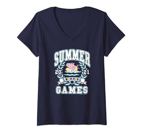 T-shirt Peppa Pig Swimming V-Neck vêtement été sport femme