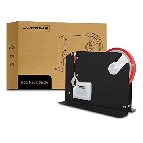 Sellador de Bolsas con Cinta PVC; Adecuado para embalar: frutas, verduras, carne, ancho de cinta hasta 12 mm + ¡6 rollos gratis (Negro)