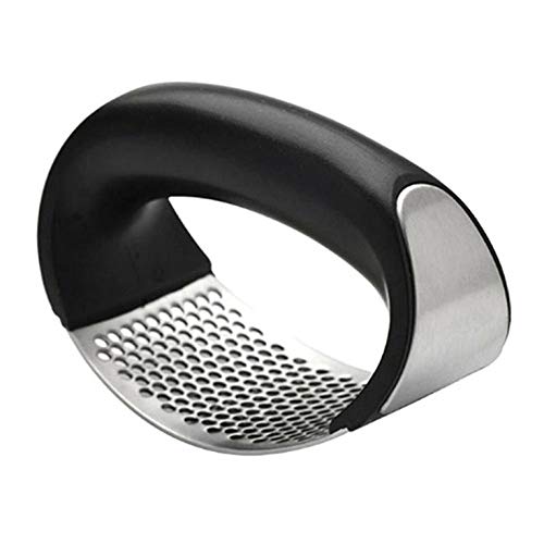 ouying1418 Artifact Kitchen Mashed Garlic Press Hand Press Stainless Steel Garlic Press, Black