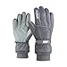 Women's All Fingers Ski Gloves Windproof Outdoor Riding Driving Gloves Winter Warm Gloves for Cold Weather (Grey, One Size)