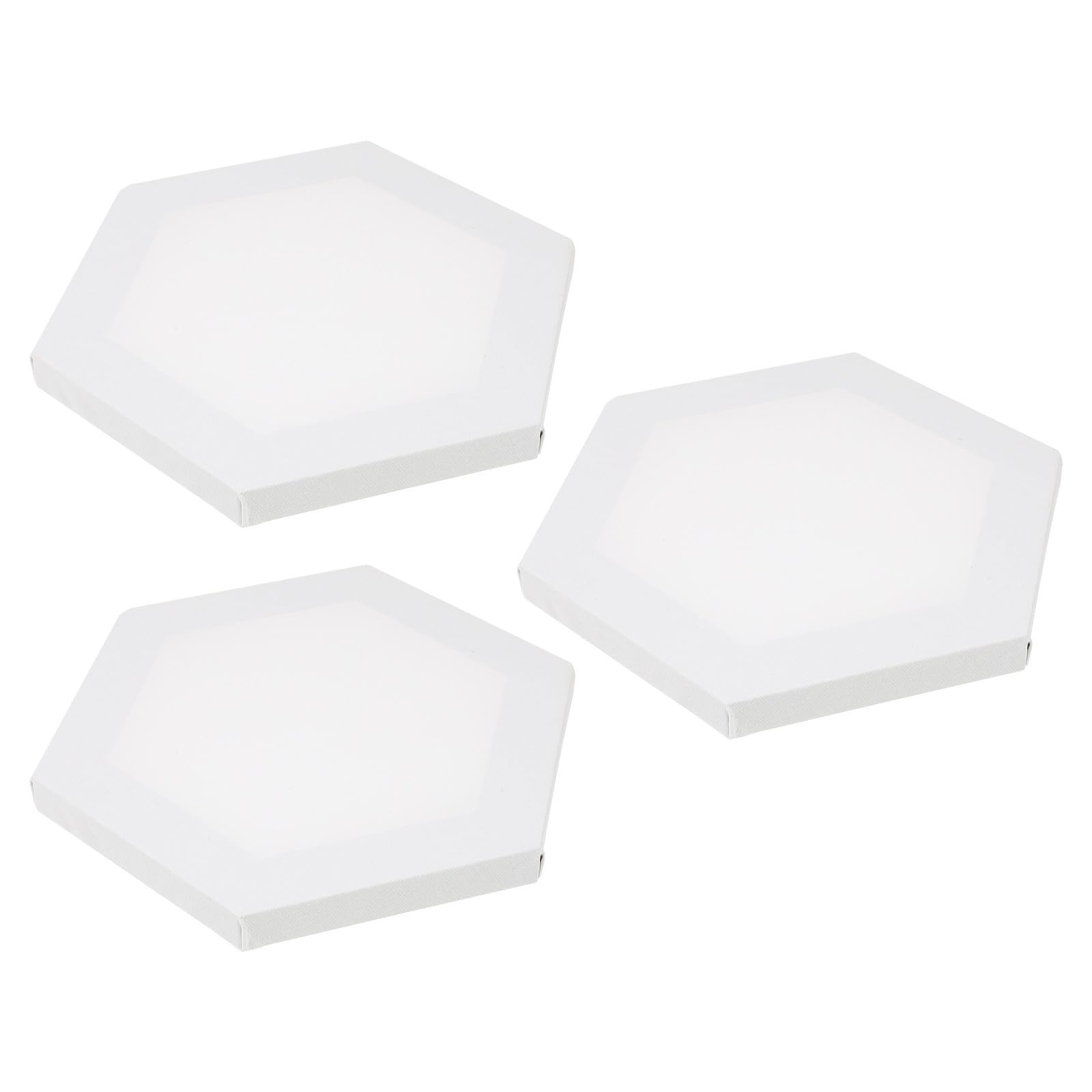 Cadres de Toile Tendue en Coton et Bois Lot de 3 Blancs Hexagonaux pour Loisirs de Peinture Huile Débutants et Étudiants