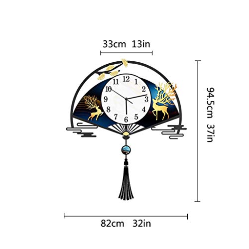 Wall Clocks Chinese Fan-shaped Big Wall Clock Deer Acrylic Big Wall Clock Creative Auspicious Modern Living Room Decoration Big Wall Clock Over 20 Inches Wall Clock Silent Non-Ticking D&eacute;cor steampunk buy now online