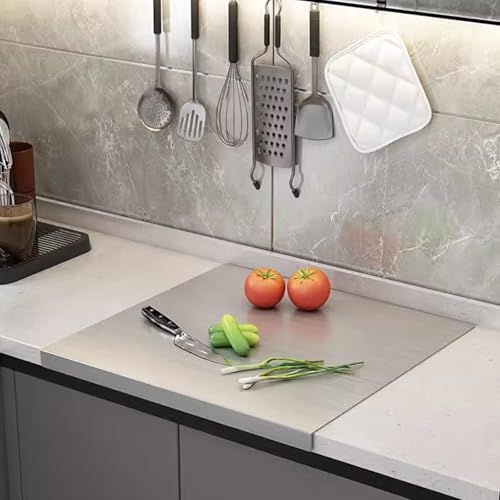 Tabla de Cortar de Acero Inoxidable con Labio para Cocina, Vegetales, Frutas, Carne, Pan, Forma L miniatura 7