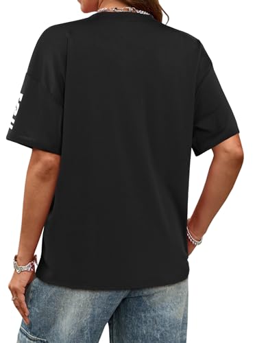 Image of LovelyWholesale Women's Oversized V Neck Jersey Shirts Summer Football Graphic Tee