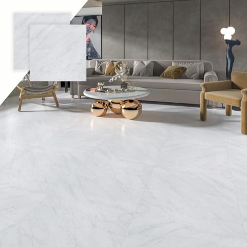 フロアタイル 6畳 大理石 粘着【48枚セット】フローリングタイル 貼るだけ 防水 防汚 キズ防止 耐久性強 撥水 土足OK 初心者OK カット可能 フローリングシート シール式 大理石調床シート接着剤付き 厚手1.5mm 45.7*45.7cm 大判 床