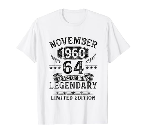 Regalo 64 Años Hombre Mujer Fabricado En Noviembre 1960 Camiseta