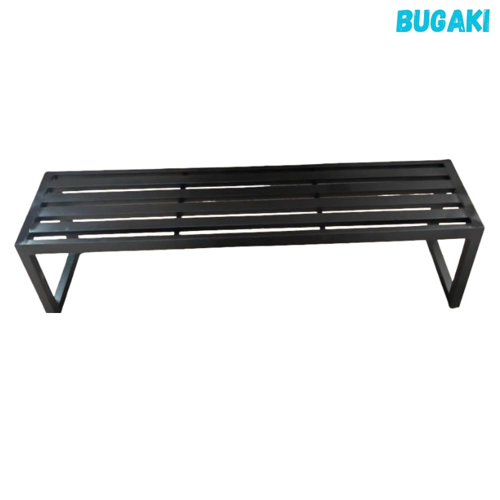 BUGAKI Metal Bench, Black, 63x16x17 Inches, Slatted Design 1