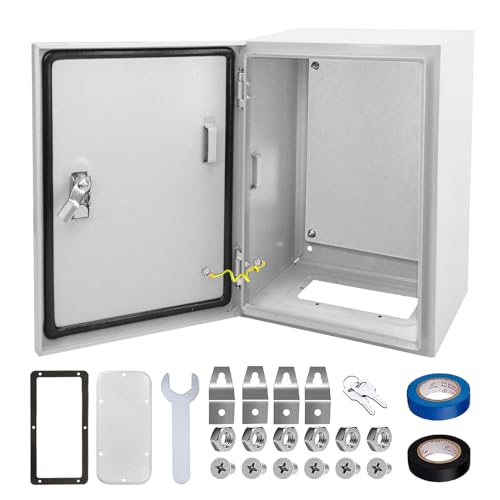 tigup Enclosure Steel Box, 12 x 10 x 6''Nema 4X Enclosure Outdoor/Indoor Electrical Junction Box, Waterproof and Dustproof Electrical Project Box with Mounting Plate