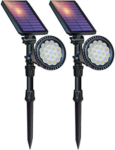 DBF Solar Outdoor Lights, Adjustable Solar Spot Lights Outdoor, 2.5w Solar Panel and Bright, 2-in-1 Waterproof Solar Landscape Spotlights Flood Lights for Garden Yard Flag Pole Pool, 2Pack