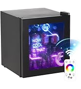Amazon | HCK 小型冷蔵庫 48L ネオン透明ガラスドア ミニ冷蔵庫