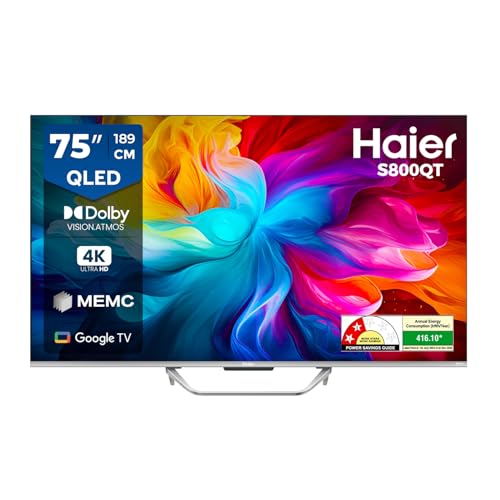 Haier 189 cm (75) S800 Series 4K Ultra HD Smart QLED Google TV 75S800QT-P (Grey)