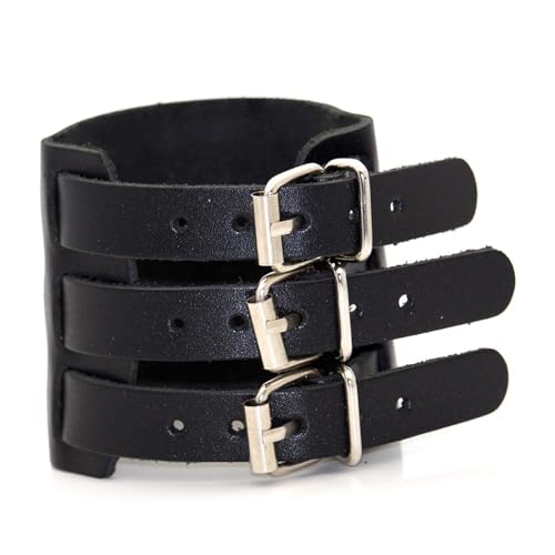 Punk Rock Biker Wide Pu Leather Wristband Belt Buckle Cuff Bracelet3