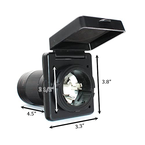 X-Haibei RV 50 Amp Power Inlet Plug Female Twist Locking Connector 125V 250V AC Black Inlet with Rain Proof Boot Kit (50 AMP, Black)