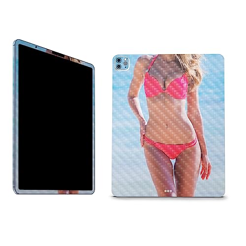 Image of MightySkins Carbon Fiber Skin Compatible with Apple iPad Pro 12.9 inch M2 6th Gen (2022) Full Wrap Kit - Bikini | Protective, Durable Textured Carbon Fiber Finish | Easy to Apply | Made in The USA