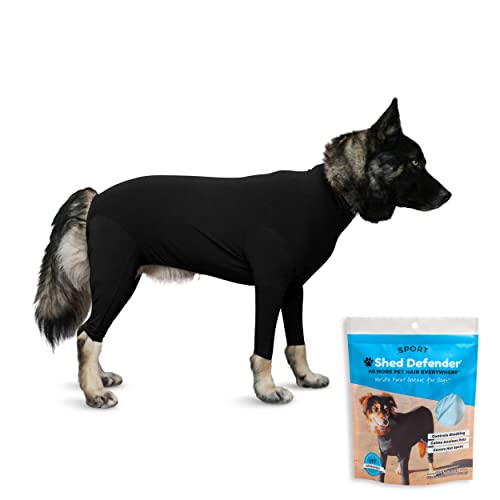 Shed Defender Sport Dog Onesie: Visto en el Tanque Shark, Contiene Pelo desprendido de Perros para el hogar, el automóvil, los Viajes, la Camisa para calmar la ansiedad, (Negro, L) Cover