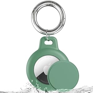 IPX8 Waterproof AirTag Keychain Holders for Apple AirTag, with Silicone Air Tag Case, Key Ring, Chain, and Compatibility with GPS Item Finders – Essential Accessory(Green)