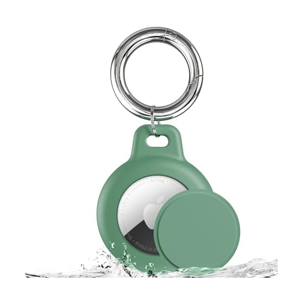 IPX8 Waterproof AirTag Keychain Holders for Apple AirTag, with Silicone Air Tag Case, Key Ring, Chain, and Compatibility with GPS Item Finders – Essential Accessory(Green)