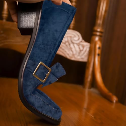 Image of MOOMMO Women Chunky Heel Penny Loafers Square Toe Buckle Slip On Comfort | Office Ladies Loafer Pumps 2 inch Stacked Block Heel Dress Loafers Oxfords Walking Dress Shoes Casual Size 4-11 M US
