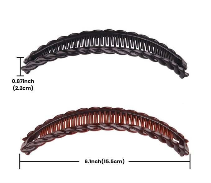 Miniatura 2 de 2 pinzas de pelo de plátano para cabello grueso y rizado, pinzas de tortuga negras y marrones, peines clásicos para mujeres y niñas, deslizantes