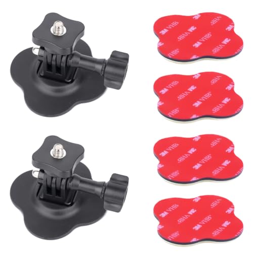 YEHOLDING Kit Soporte Adhesivo Flexible para Insta360 X5, X4, X3, X2, Ace Pro, Ace, Montaje en Soporte Casco Compatible con GoPro Hero, SJCAM, cámara panorámica(Negro 2 Piezas)