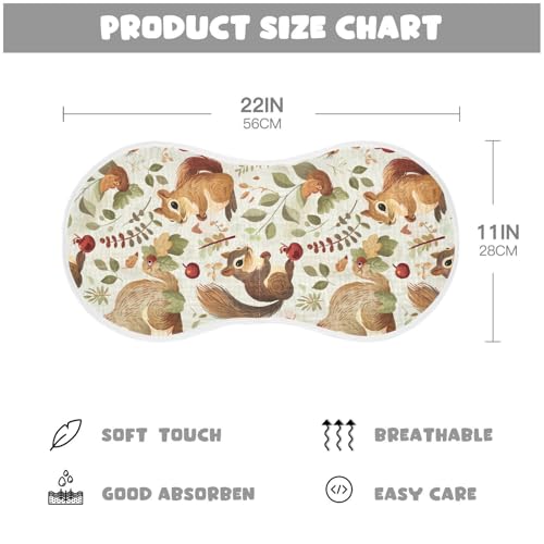 Squirrel Cartoon Watercolor Cotton Large Burp Cloths for Baby Soft and Absorbent Burp Rags for Gender Neutral Set of 2, 22x11in4