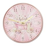 Reloj de pared para bañera, diseño de corazones de jabón juguetón, primavera, melocotón, silencioso, para garaje, sala de juegos, decoración al aire libre, 11.6 x 11.6 pulgadas