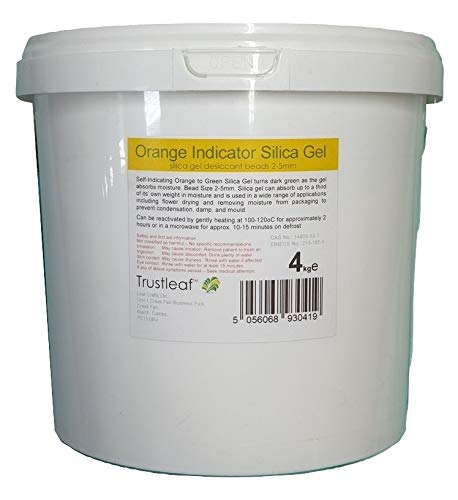 4kg, 8.8lbs Tub Orange Self Indicating Silica Gel 2-4mm Beads - Trustleaf Orange Silica Gel Desiccant (4kg Tub - og)