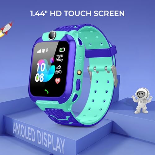 Image of GameSir Kids Smartwatch for Boys & Girls, Men & Women, Sim Card Support, Location Tracker /GPS System, Music Player, Camera, Video,Notification, Alarm, Waterproof, Calling Smart Watch-Blue