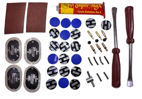 Image of WTH Cycle Tire Puncture Repair Kit, Burst Tyre, Lever, Patch, Glue (45)