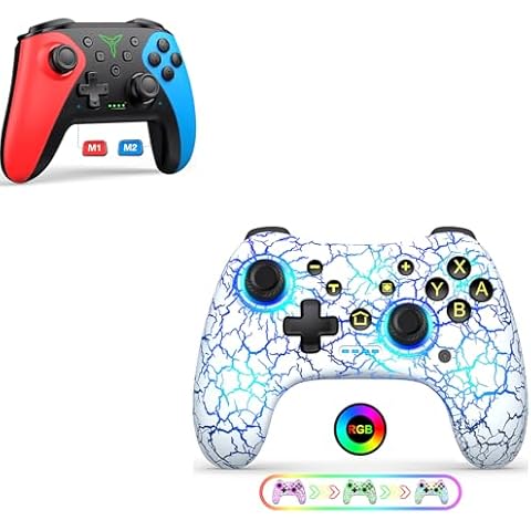Versatile Switch Controllers for Nintendo Switch/Lite/OLED, Multi-Platform Wireless Switch Controller with Android/iOS/Windows PC, Switch Pro Controller Features LED, Motion, Vibration, Turbo, Wake-Up Cover