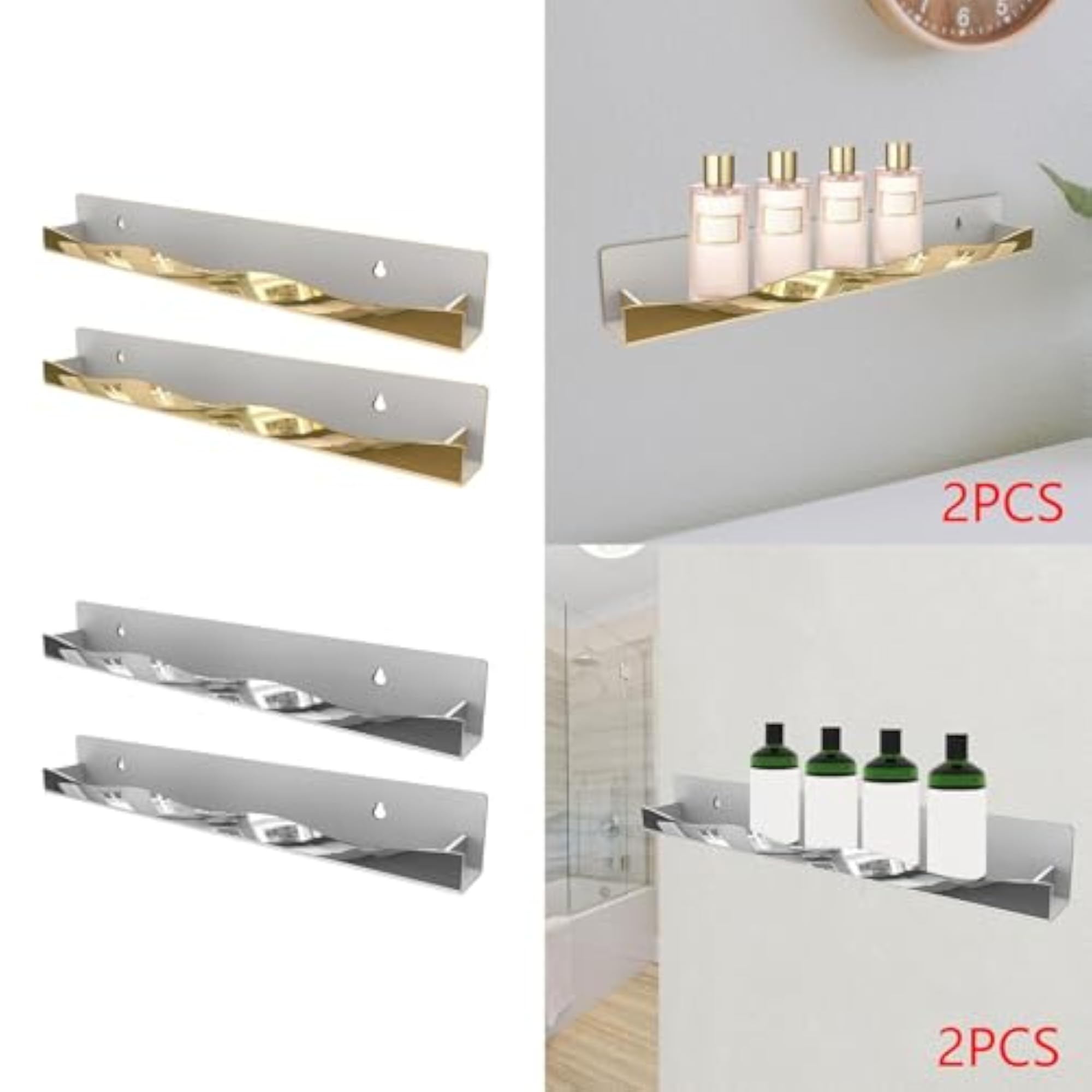 Nail Polish Wall Rack Holder for Beauty Salons, Gold
