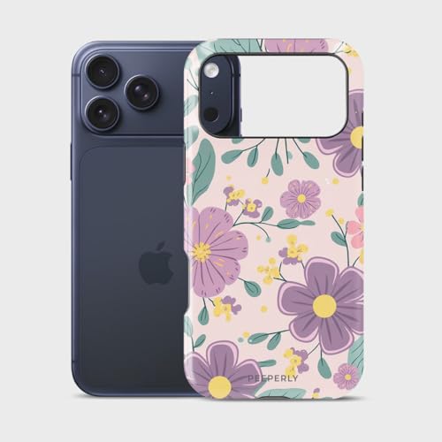 Image of Peeperly Spring Whimsy Crystal Case Compatible with iPhone 17 Pro, iPhone 17 Pro Back Cover Case- PC + Silicone