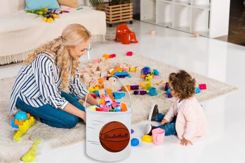 Image of Essme Basketball Basket,Kids Easter Basket for Basketball Decor,Boys Baskets,Easter Gifts for Girls and Boys,Easter Basket Empty.(Basketball)