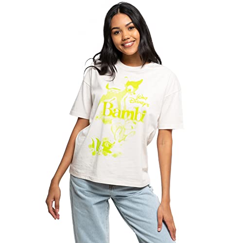 Disney Bambi Pale Neo Camiseta, Blanco Vintage, 36 para Mujer