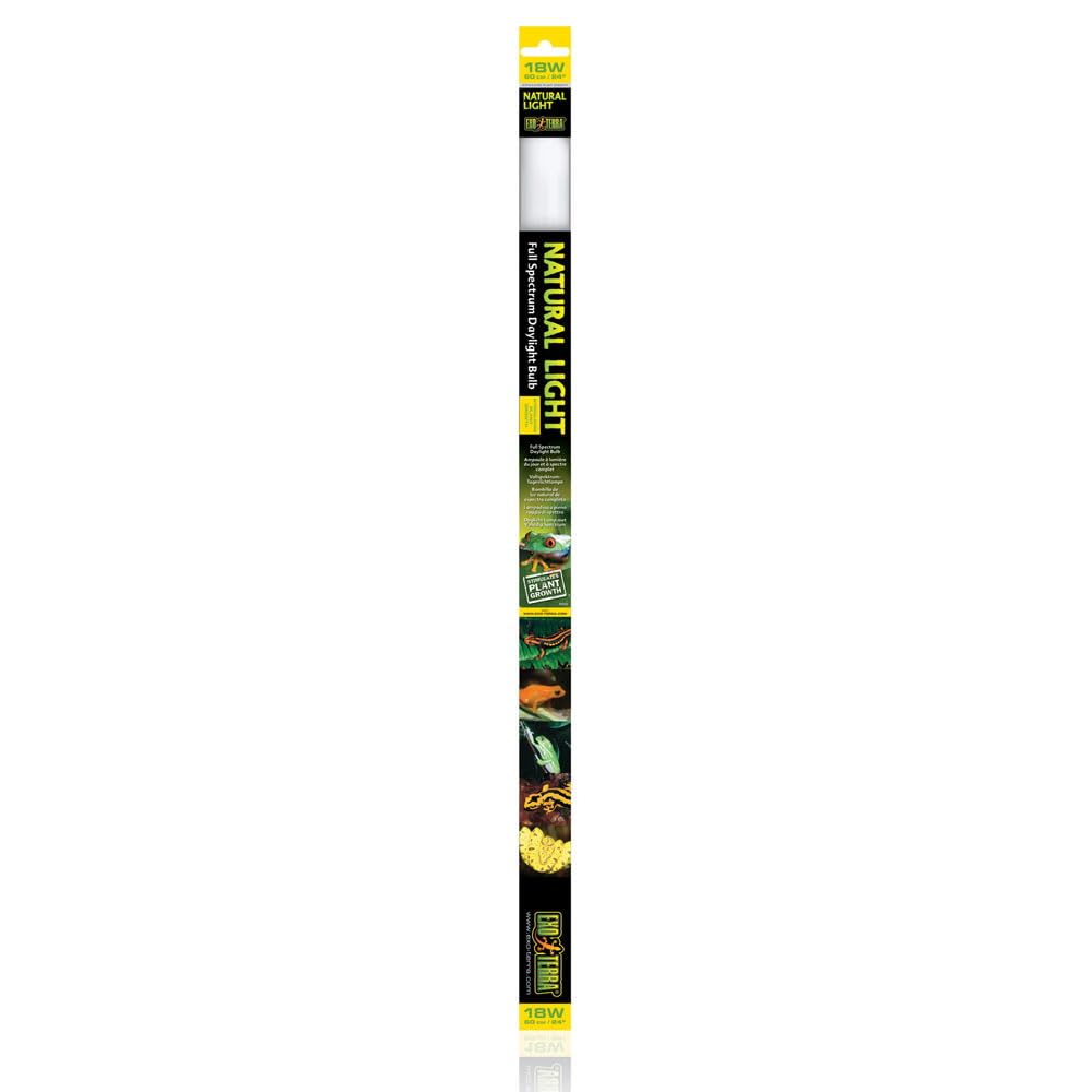 Exo Terra Natural Light, ideales Tageslicht für alle Reptilien, Amphibien, Wirbellosen und Pflanzen, Leuchtstoffröhre T8, 18W, 60cm, Gelb